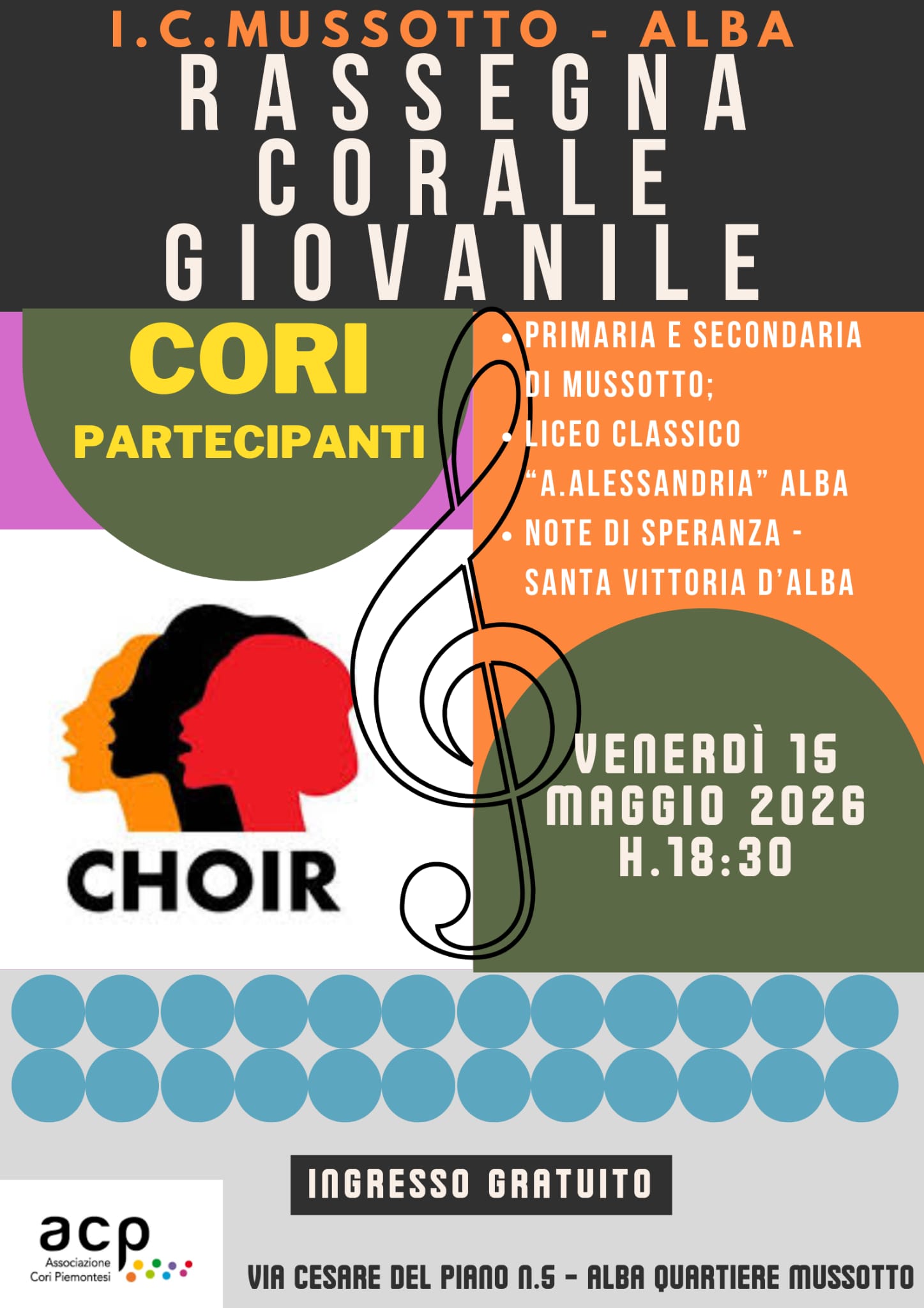 RASSEGNA CORALE GIOVANILE VENERDI' 15 MAGGIO ORE ORE 18:30